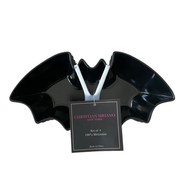 Christian Siriano BLACK BAT Melamine Bowls 7.5x2 Set of 4 Spooky Halloween NEW - Picture 13 of 13